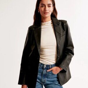 Black Abercrombie Vegan Leather Blazer
